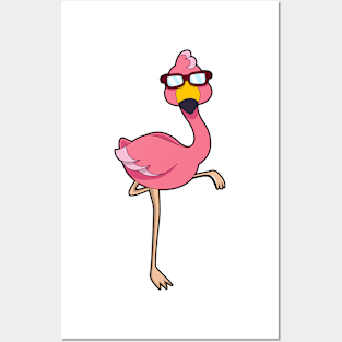 Flamingo with Sunglasses Posters and Art